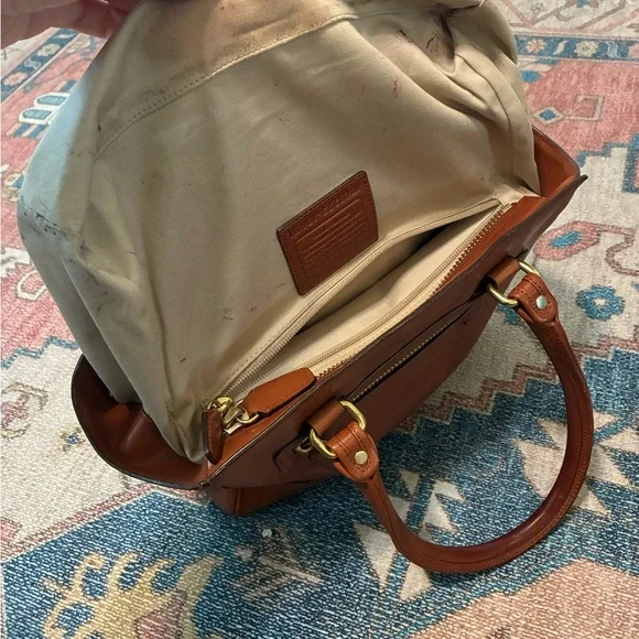 Coach Brown Leather Satchel with Gold Hardware - Picture 11 of 13